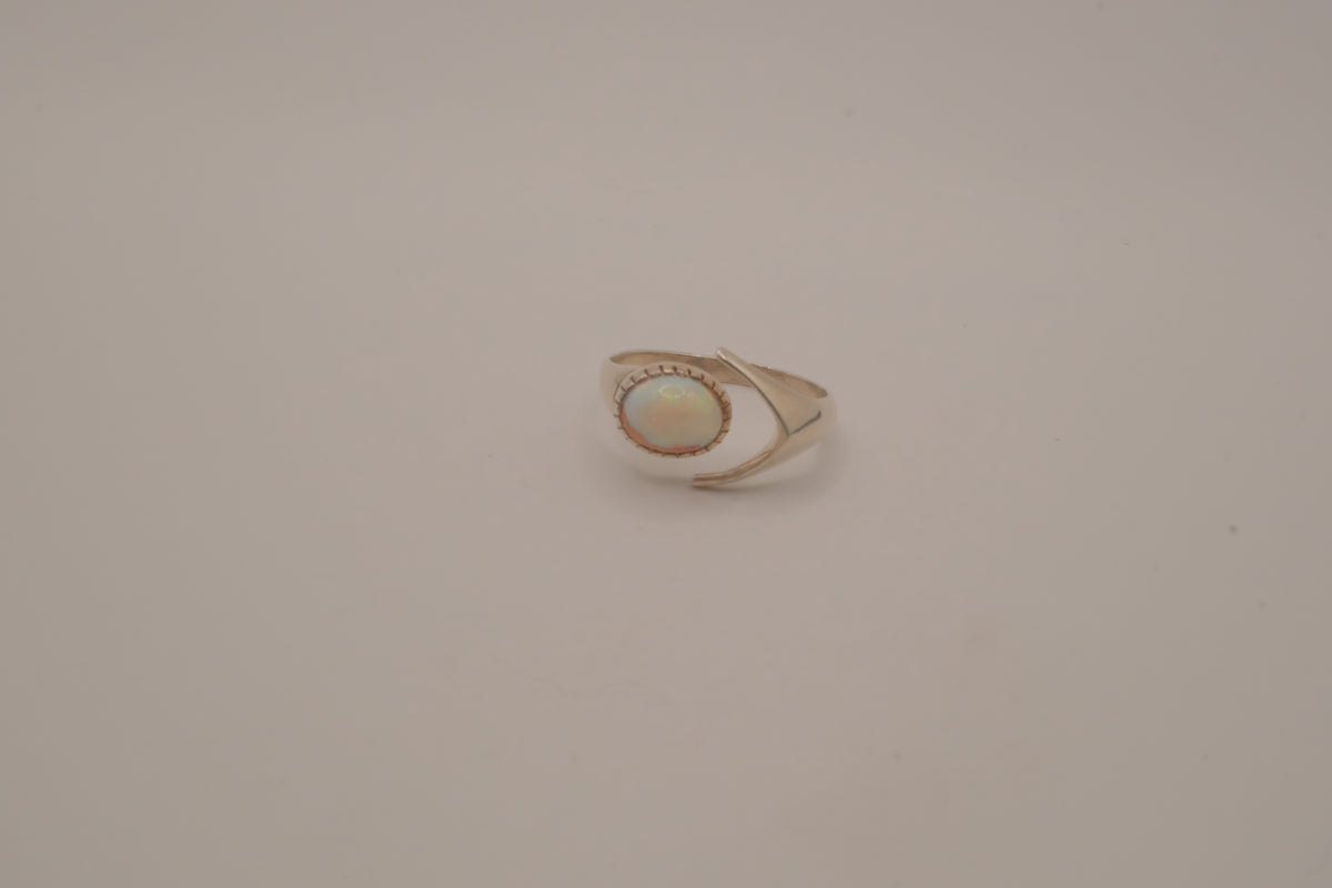 Sterling silver White Opal bypass ring