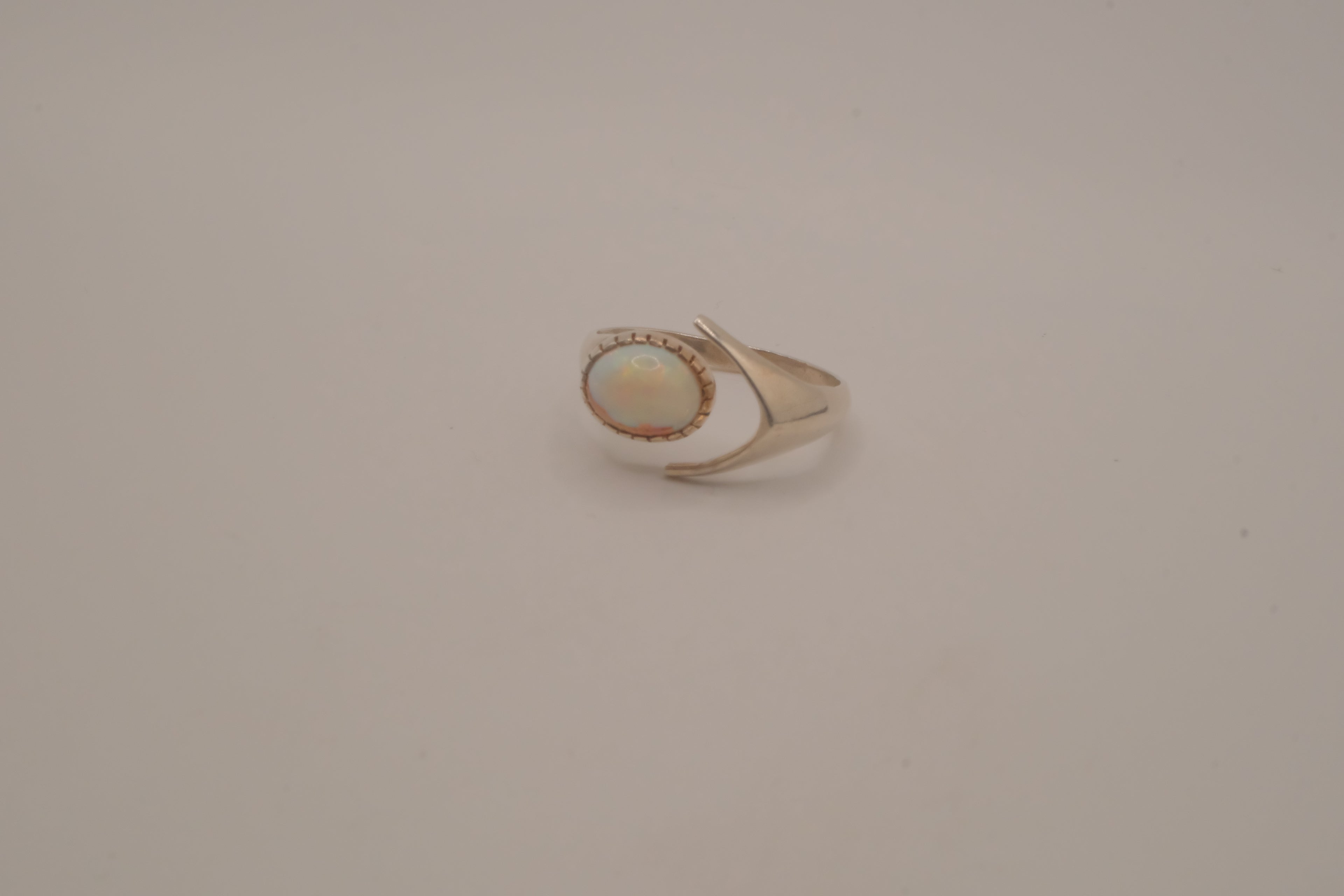 Sterling silver White Opal bypass ring