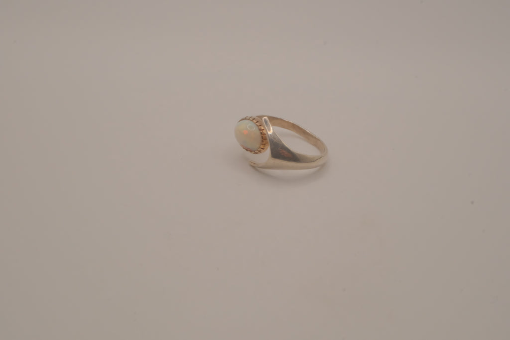 Sterling silver White Opal bypass ring