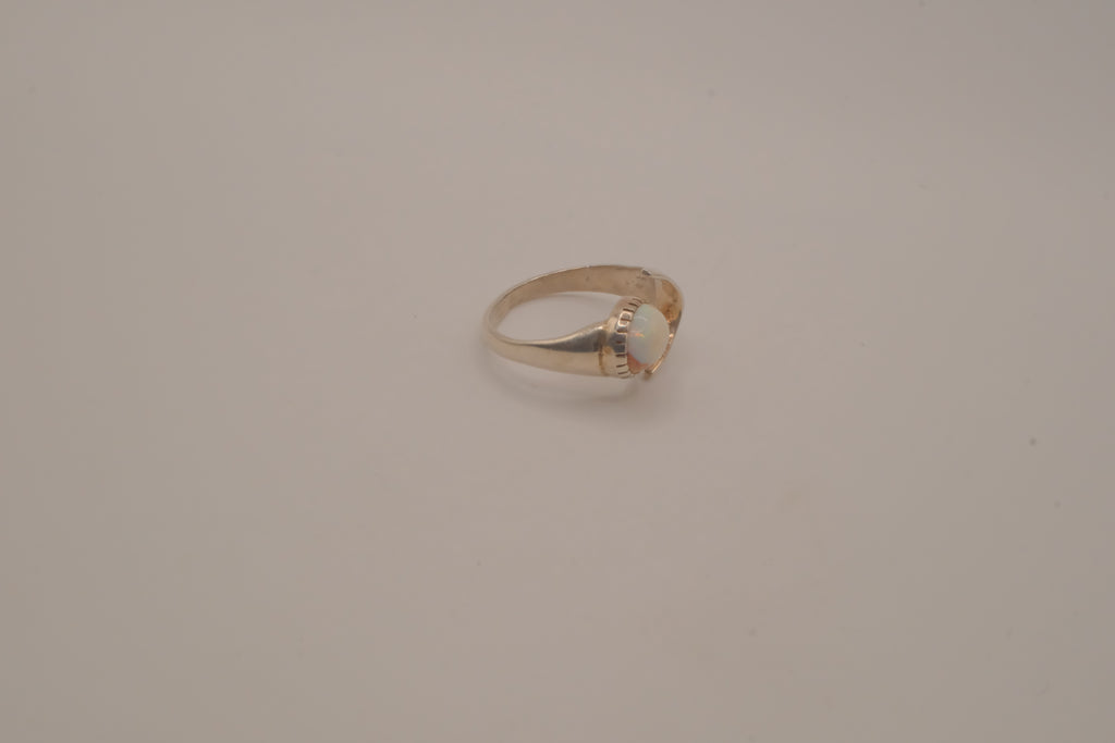 Sterling silver White Opal bypass ring