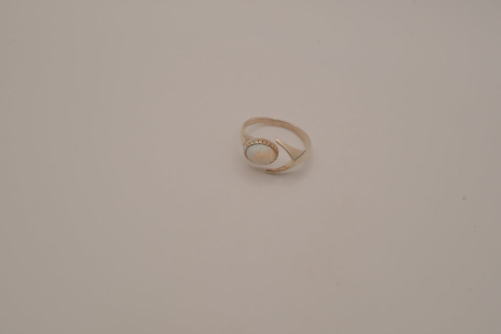 Sterling silver White Opal bypass ring