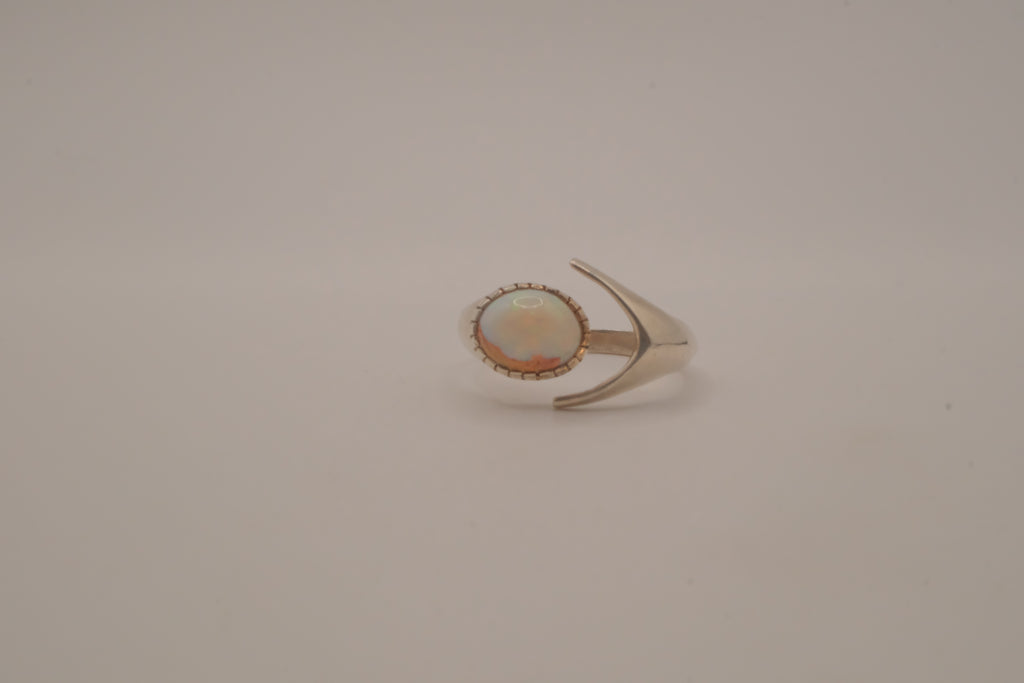 Sterling silver White Opal bypass ring