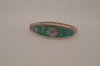 Vintage Mexico Alpaca silver Green flowers hinged bangle bracelet