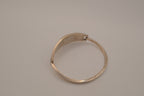 Vintage Mexico Alpaca silver Green flowers hinged bangle bracelet