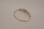 Vintage Mexico Alpaca silver Green flowers hinged bangle bracelet