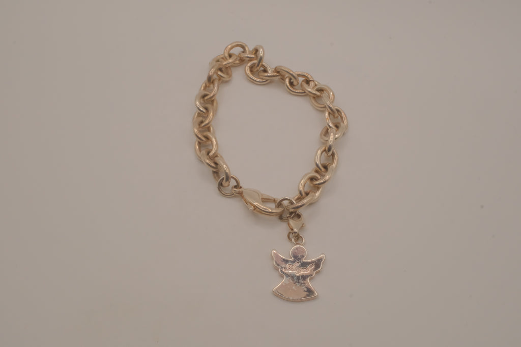 Sterling silver charm bracelet with an angel pendant