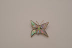 Vintage Mexican alpaca silver abalone shell butterfly brooch