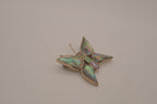 Vintage Mexican alpaca silver abalone shell butterfly brooch