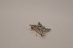 Vintage Mexican alpaca silver abalone shell butterfly brooch