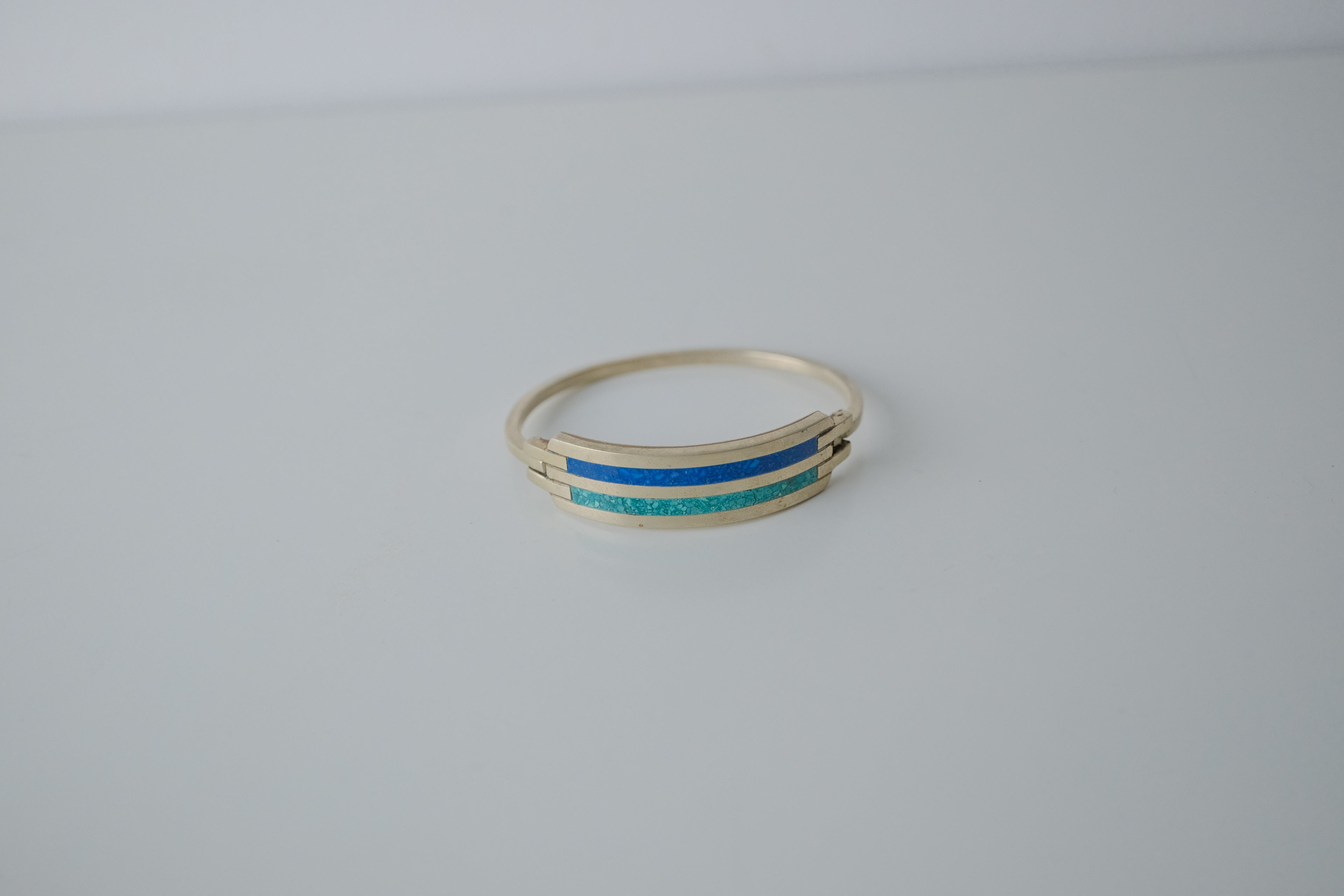 Vintage Mexico Sterling Silver Turquoise Bangle