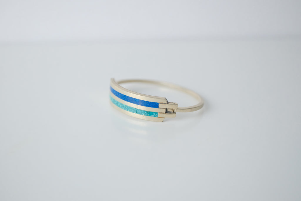 Vintage Mexico Sterling Silver Turquoise Bangle