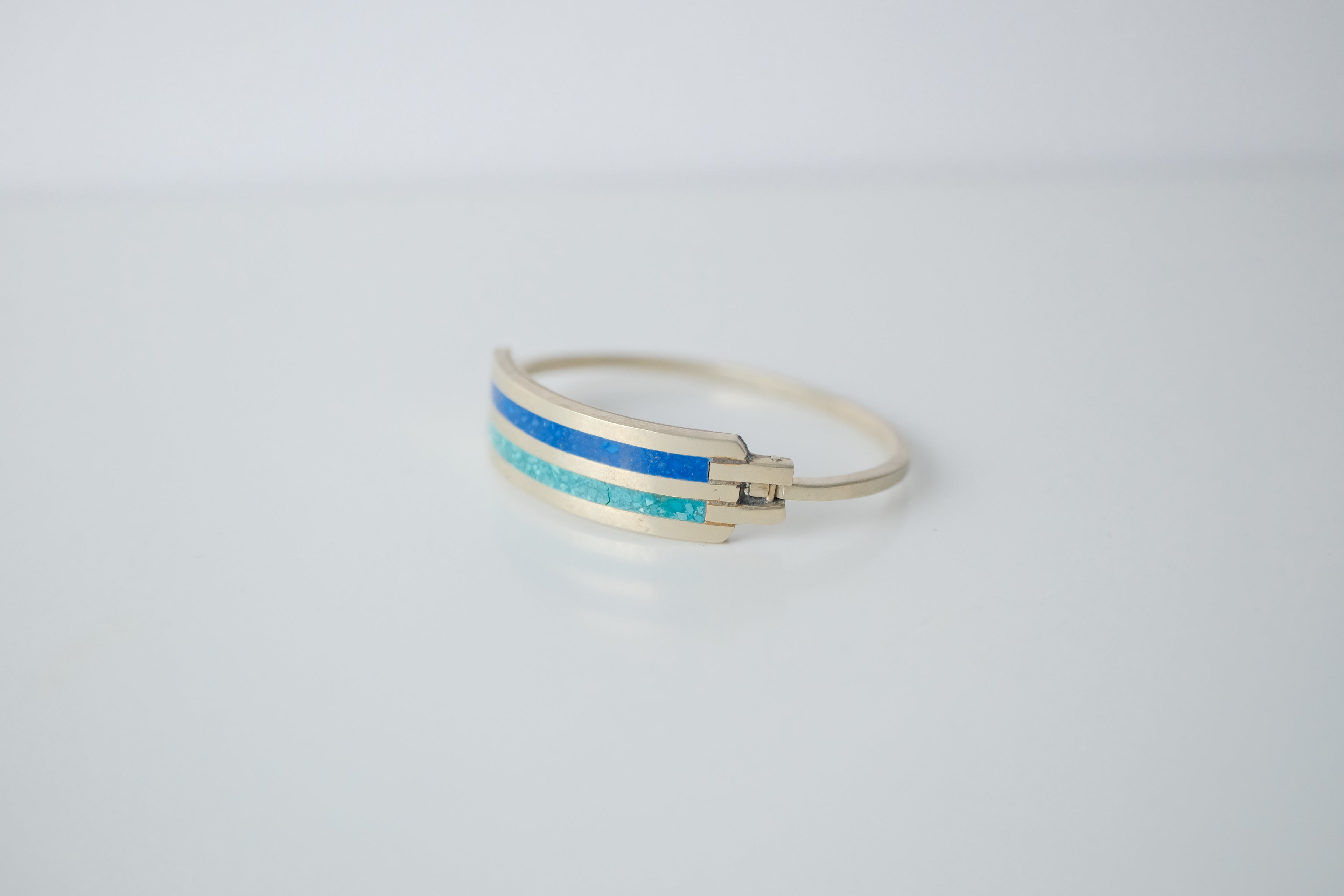 Vintage Mexico Sterling Silver Turquoise Bangle