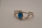 Vintage Mexico Alpaca silver denim lapis cuff bracelet