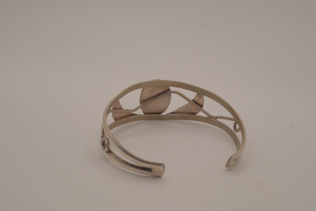 Vintage Mexico Alpaca silver denim lapis cuff bracelet