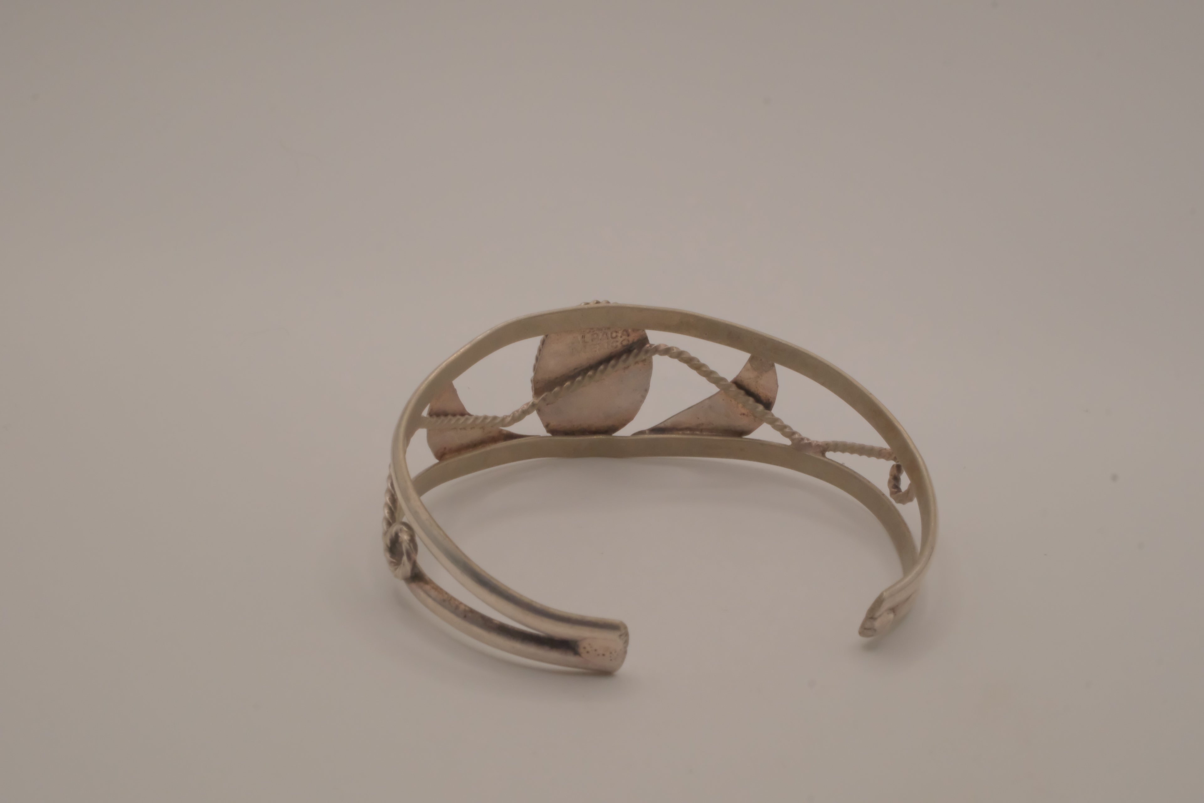 Vintage Mexico Alpaca silver denim lapis cuff bracelet