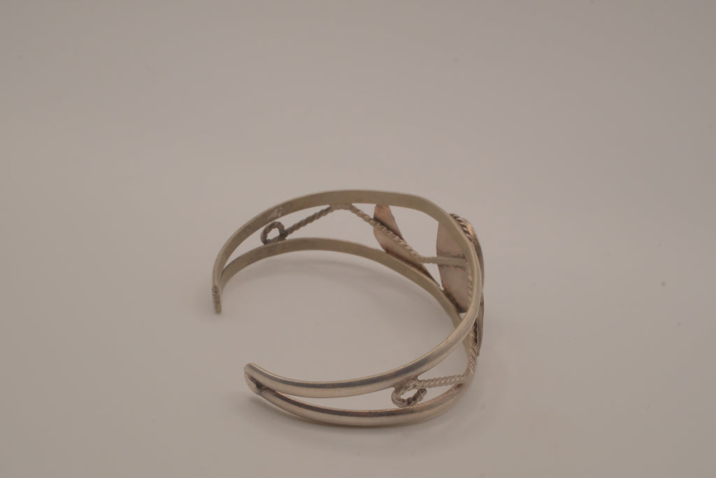 Vintage Mexico Alpaca silver denim lapis cuff bracelet