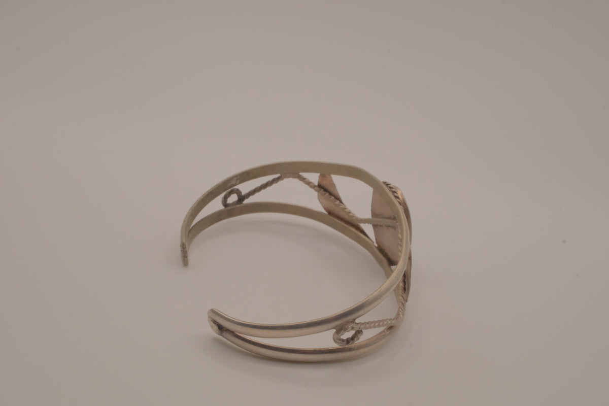 Vintage Mexico Alpaca silver denim lapis cuff bracelet