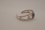 Vintage Mexico Alpaca silver denim lapis cuff bracelet