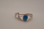 Vintage Mexico Alpaca silver denim lapis cuff bracelet