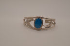 Vintage Mexico Alpaca silver denim lapis cuff bracelet