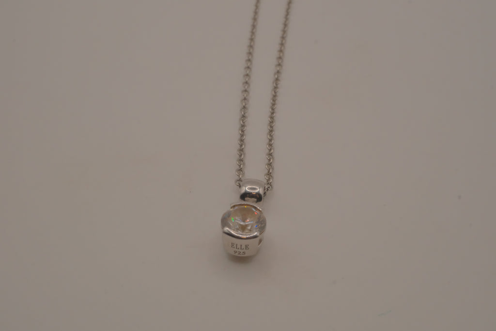 Elle Sterling silver solitaire pendant necklace