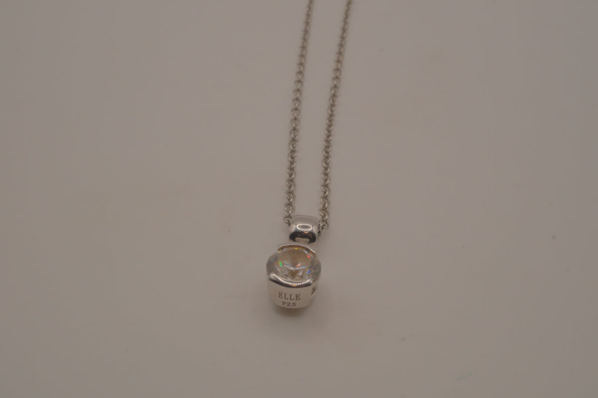 Elle Sterling silver solitaire pendant necklace