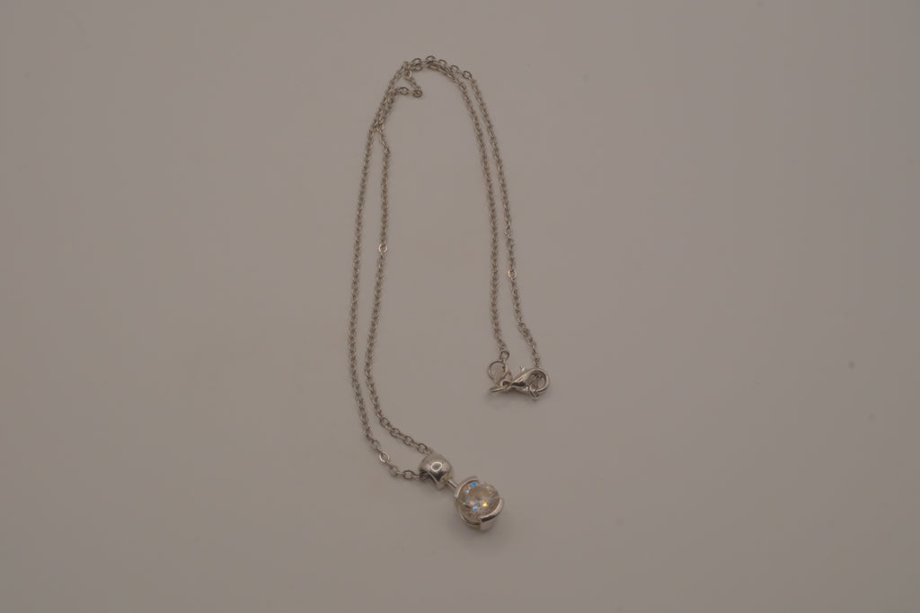 Elle Sterling silver solitaire pendant necklace