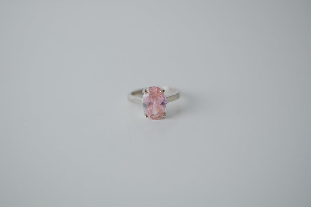 Vintage Pink Topaz 18k White Gold Plated Ring