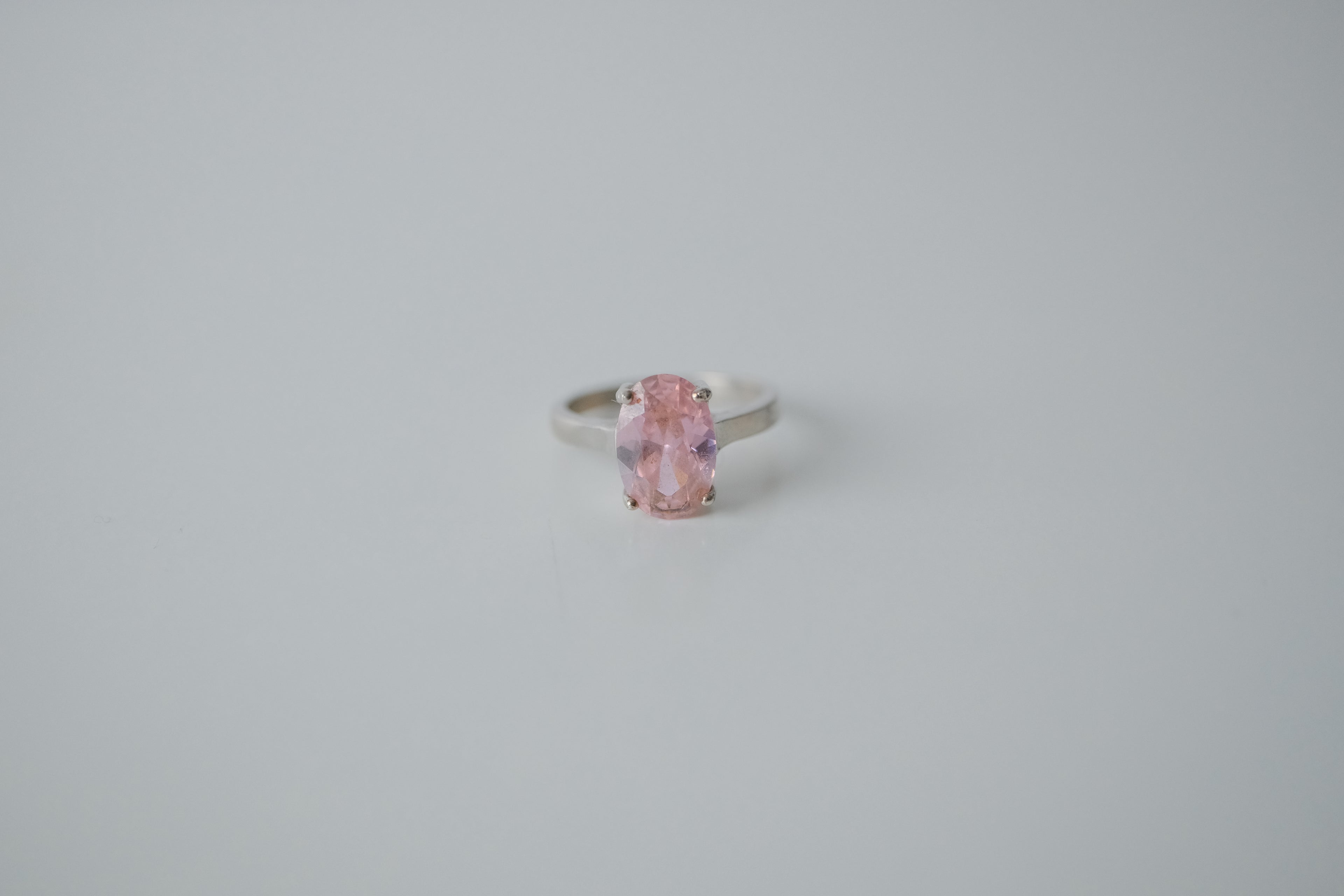 Vintage Pink Topaz 18k White Gold Plated Ring