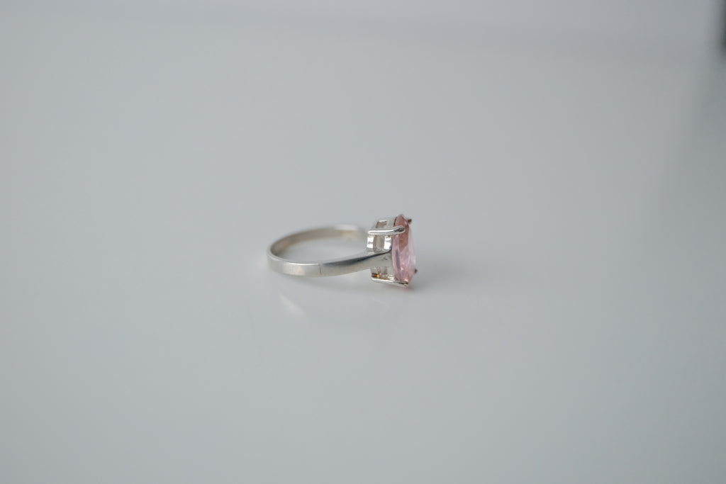 Vintage Pink Topaz 18k White Gold Plated Ring