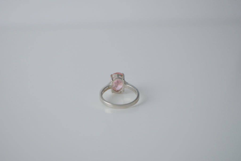 Vintage Pink Topaz 18k White Gold Plated Ring