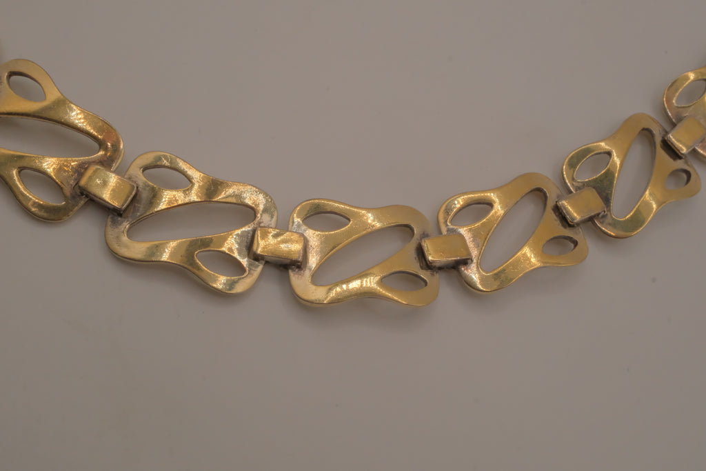 Vintage Sterling silver Art Nouveau stylized flower link bracelet