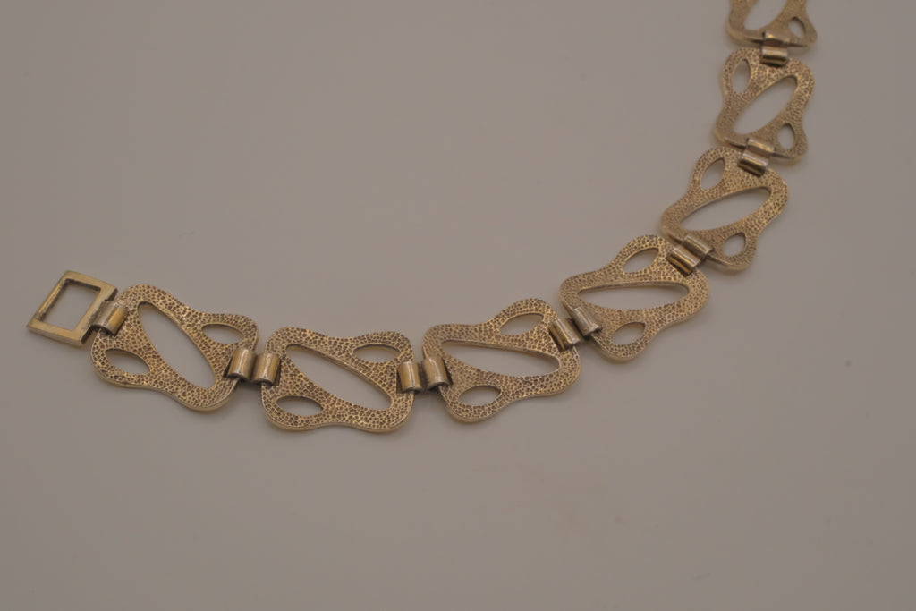 Vintage Sterling silver Art Nouveau stylized flower link bracelet