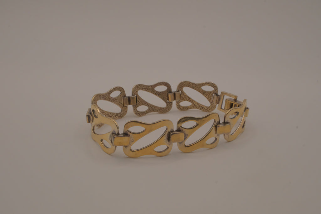 Vintage Sterling silver Art Nouveau stylized flower link bracelet