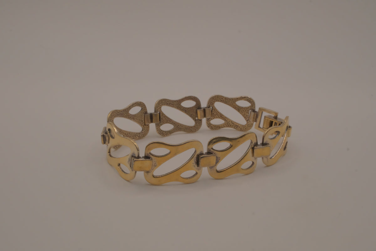 Vintage Sterling silver Art Nouveau stylized flower link bracelet