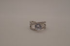 Sterling silver criss-cross crossover solitaire ring
