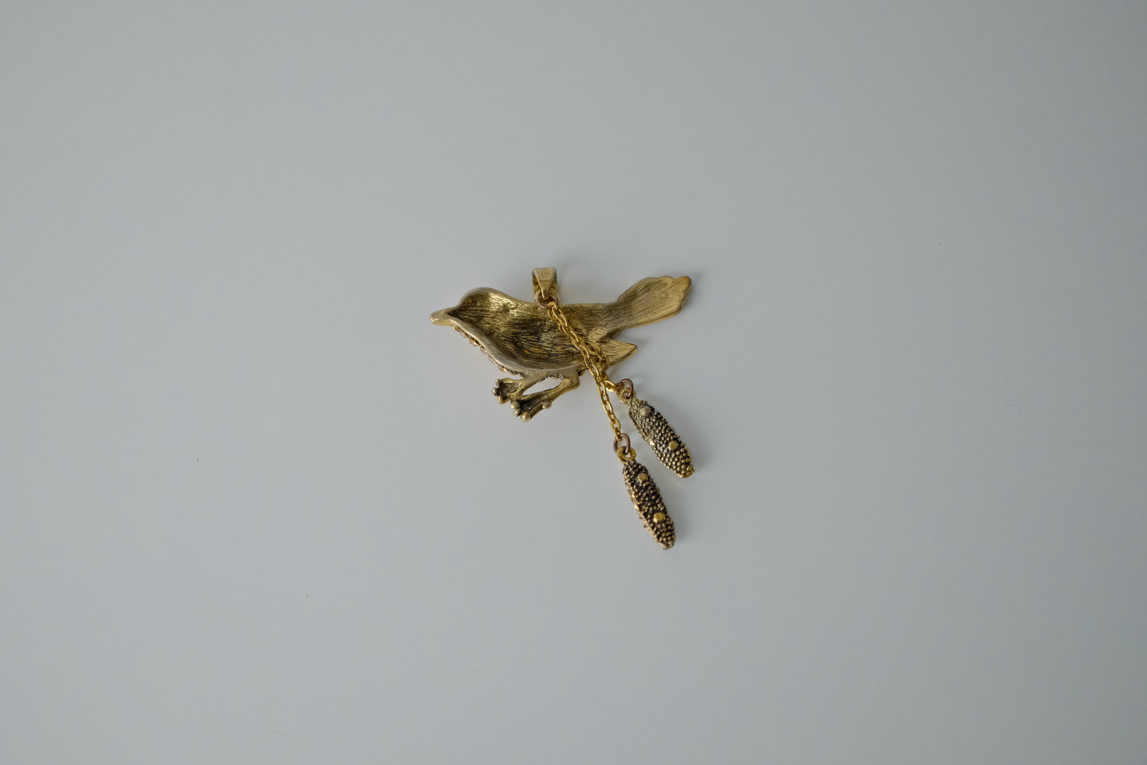 Vintage Gold Bird with Rhinestones Pendant