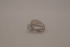 Sterling silver criss-cross crossover solitaire ring