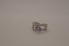 Sterling silver criss-cross crossover solitaire ring