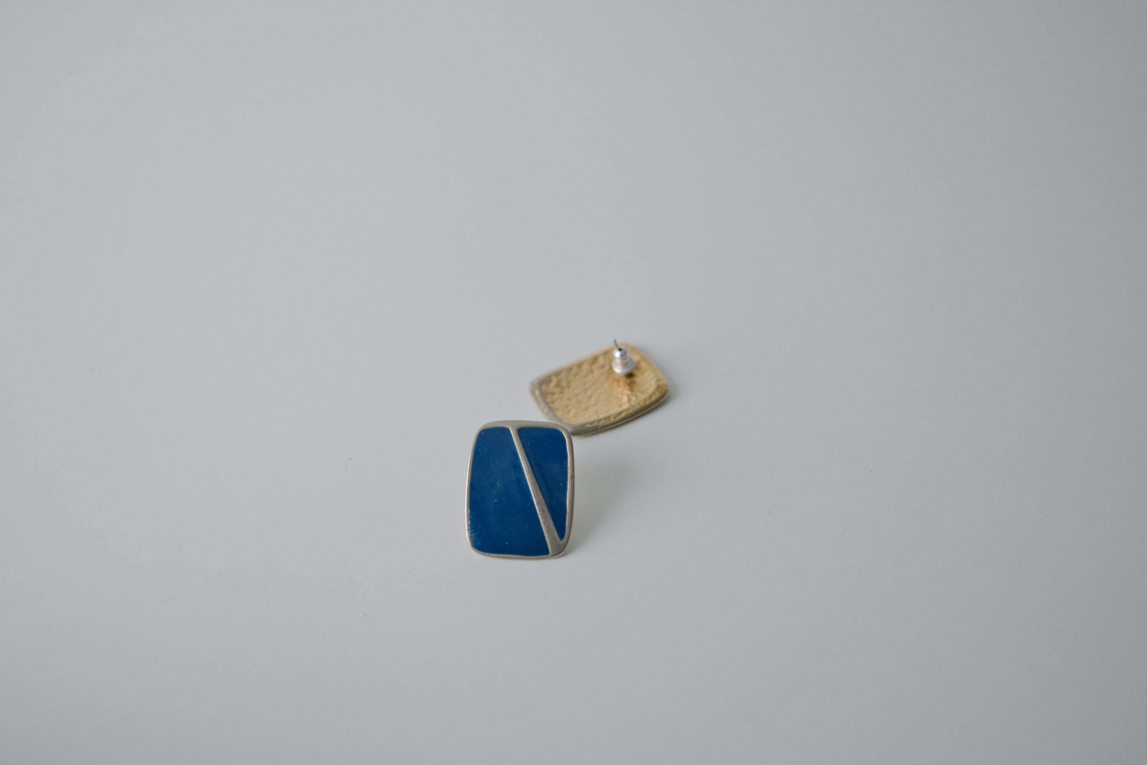 Vintage Silver Blue Enamel Studs