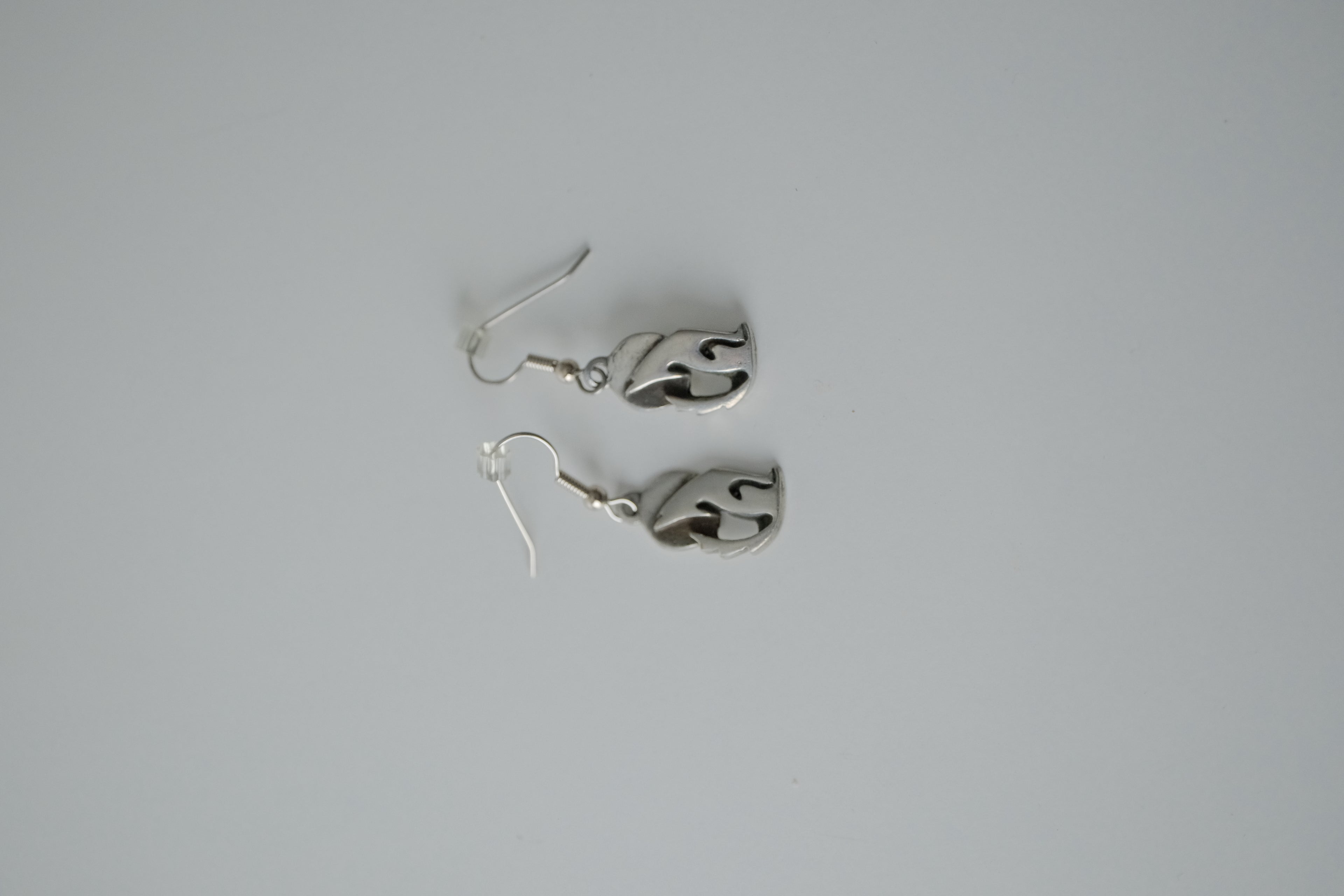 Vintage Silver Wolf Dangle Earrings