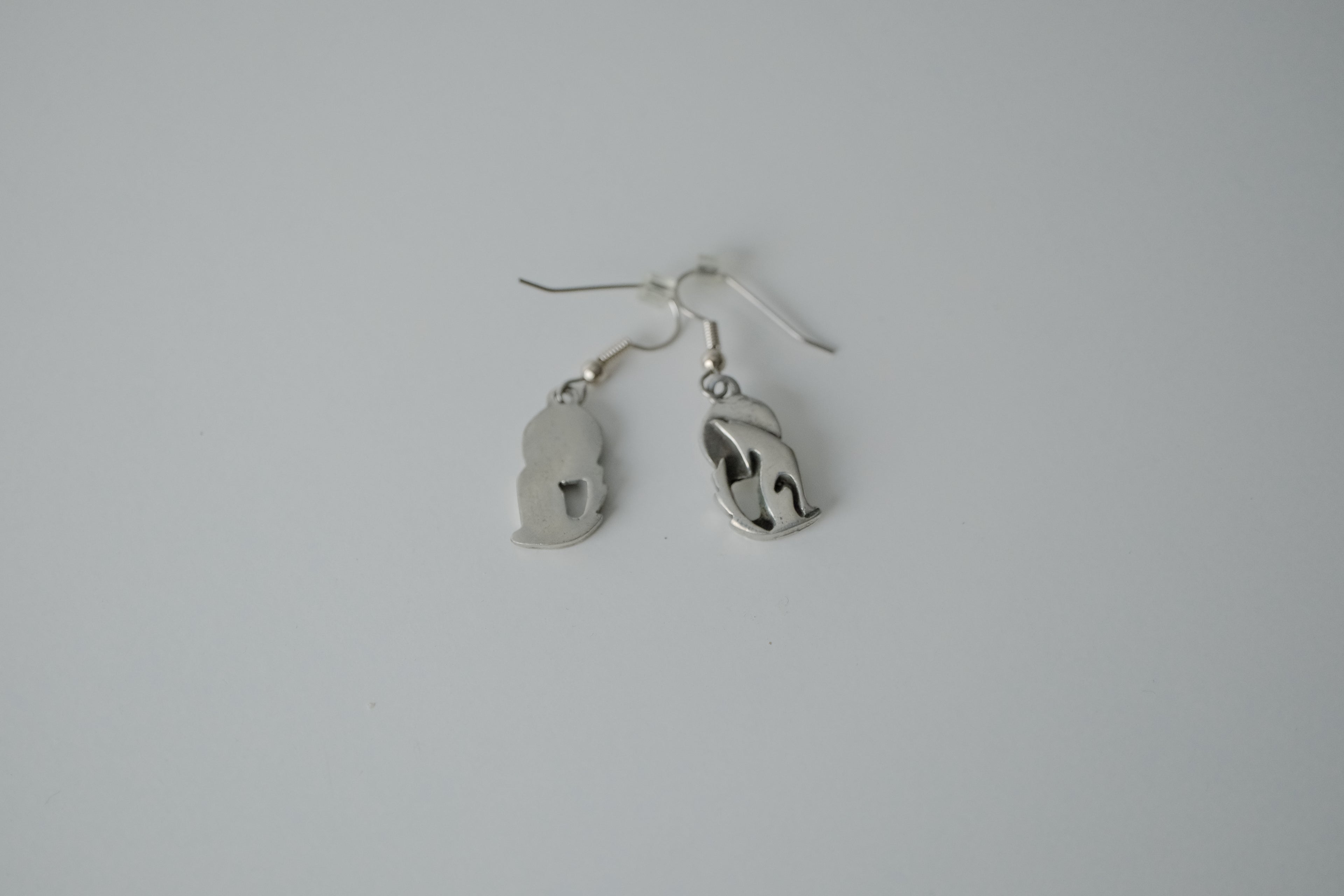 Vintage Silver Wolf Dangle Earrings