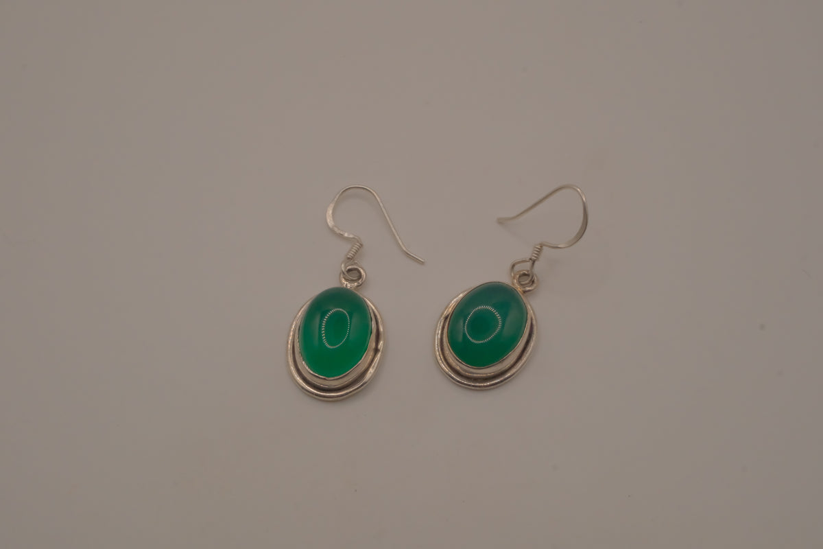 Sterling silver Green Onyx dangle earrings