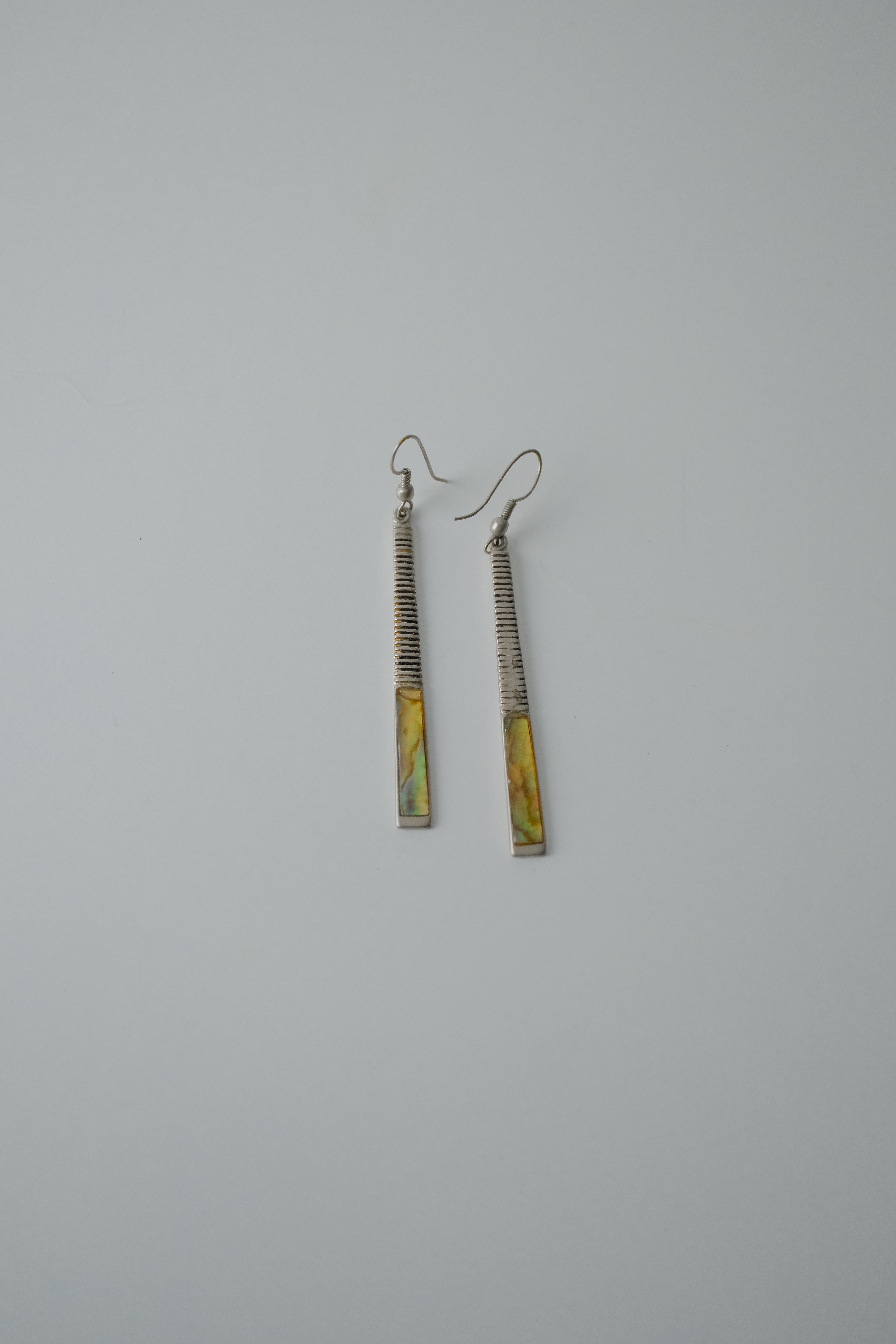 Vintage Sterling Silver Abalone Shell Textured Earrings