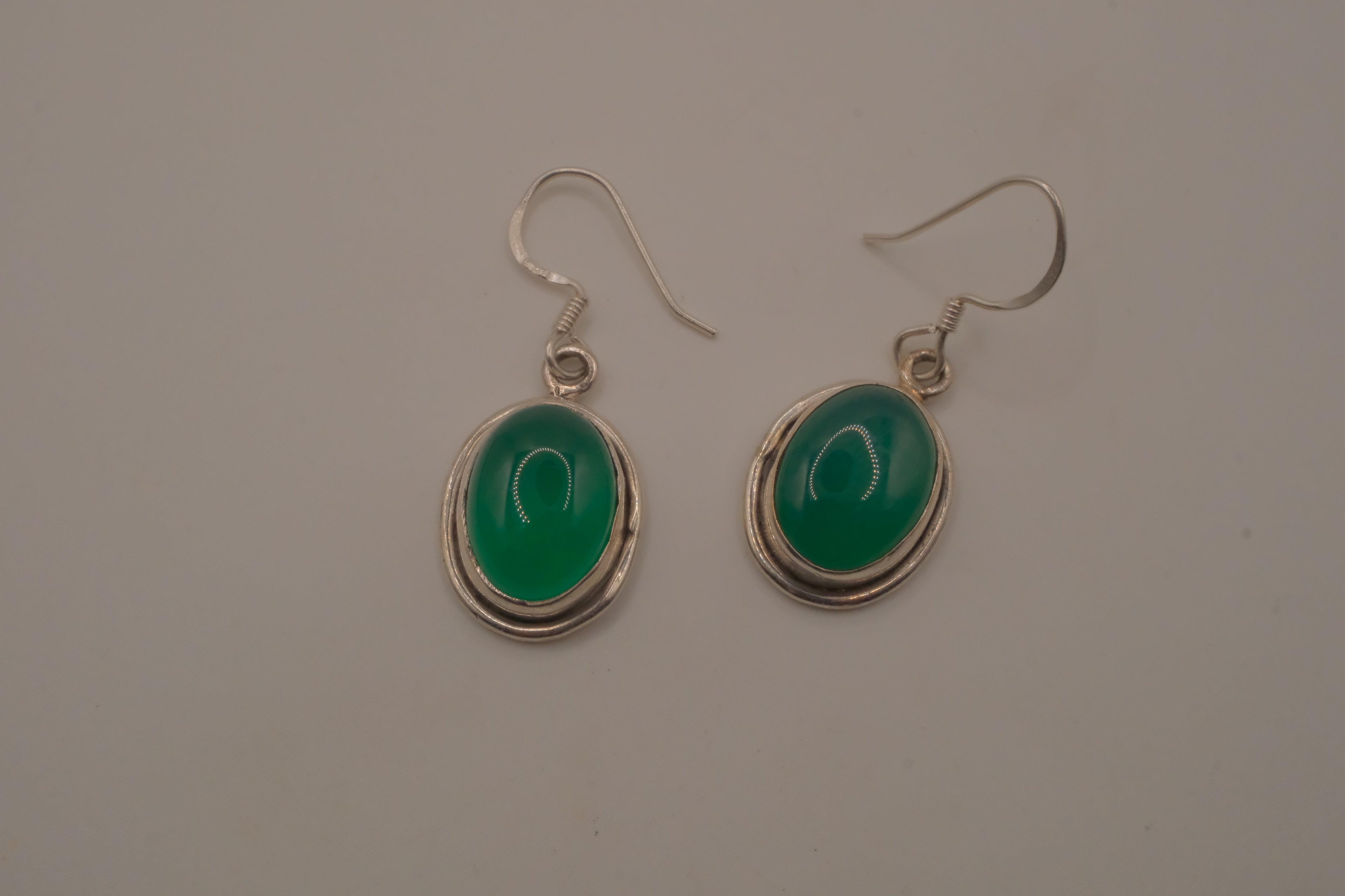 Sterling silver Green Onyx dangle earrings