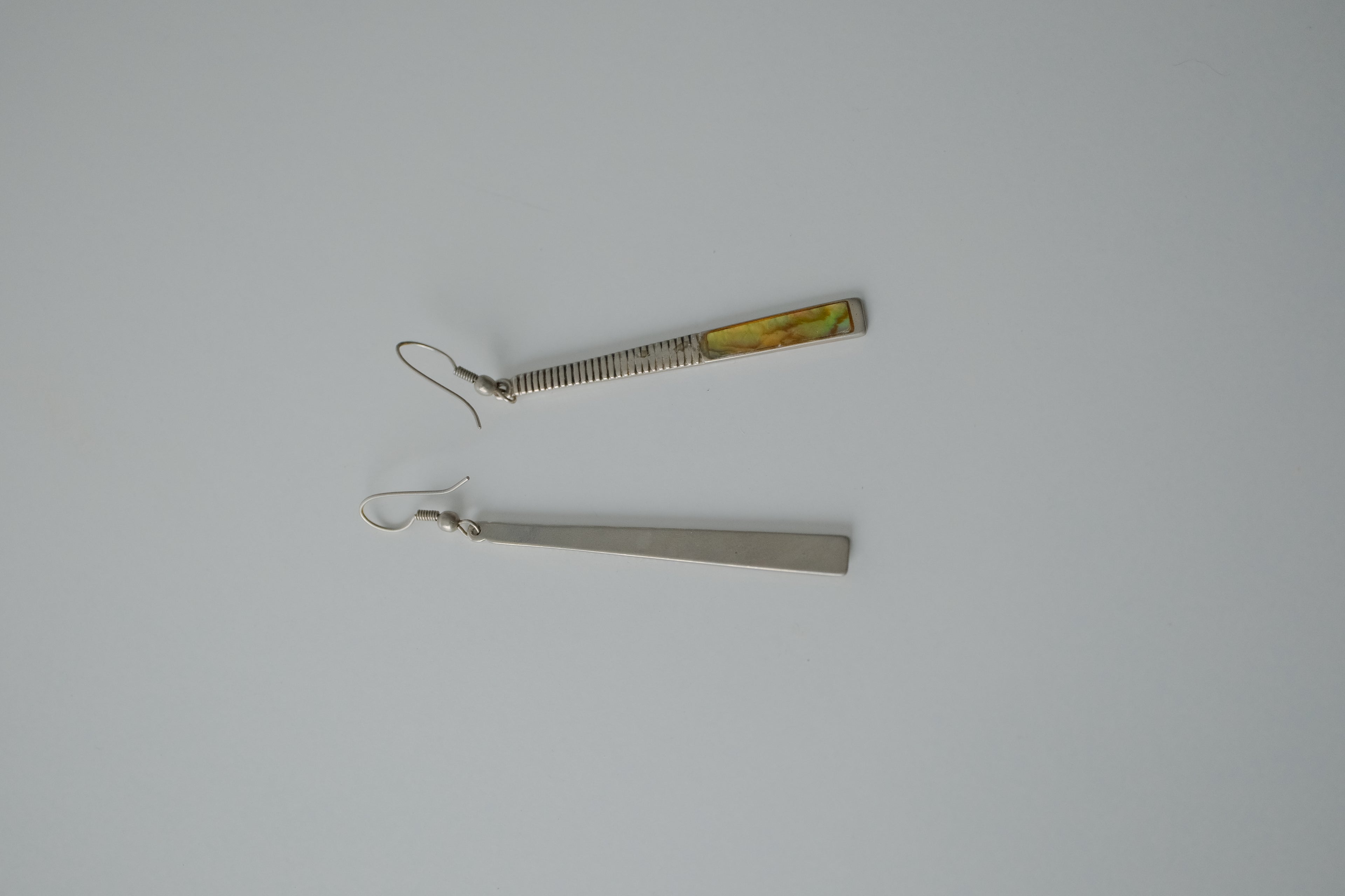 Vintage Sterling Silver Abalone Shell Textured Earrings