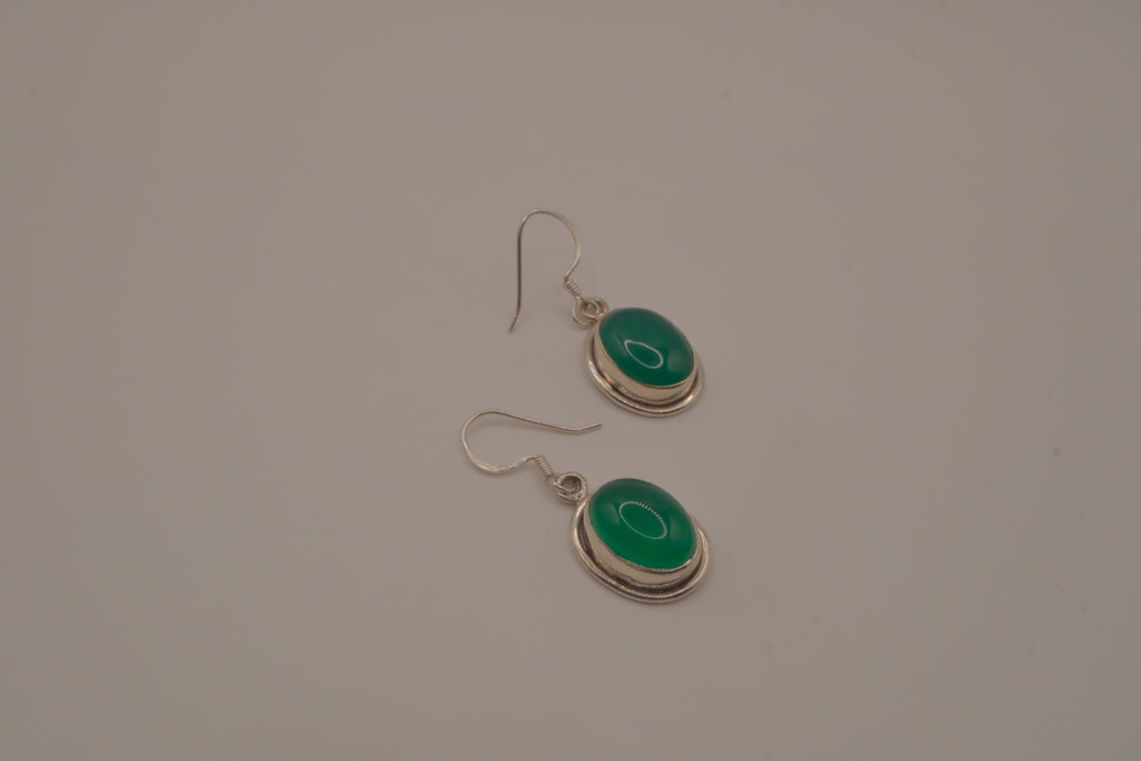 Sterling silver Green Onyx dangle earrings