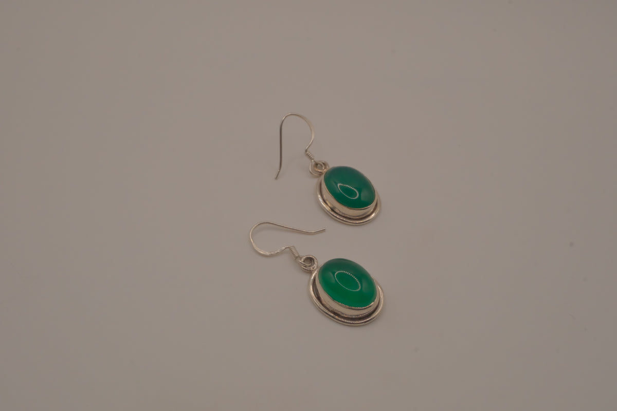 Sterling silver Green Onyx dangle earrings