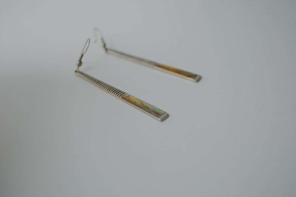 Vintage Sterling Silver Abalone Shell Textured Earrings