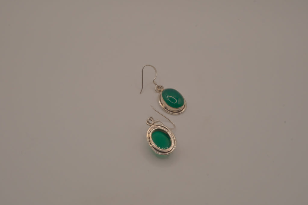 Sterling silver Green Onyx dangle earrings